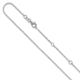 14k White Gold 1.5mm D/C Square Cable 1in+1in Adjustable Chain